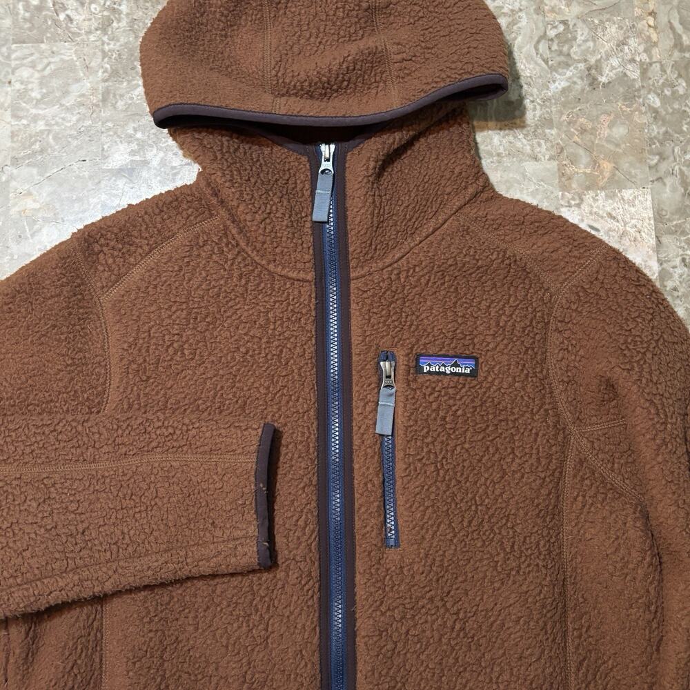 Patagonia Retro Pile Hoodie Womens XL Brown Full Zip Tech Face Hoody 22805 - Picture 2 of 9